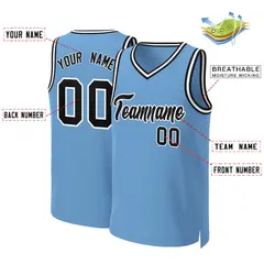 Light Blue Black-White Classic Basketball Jersey 2