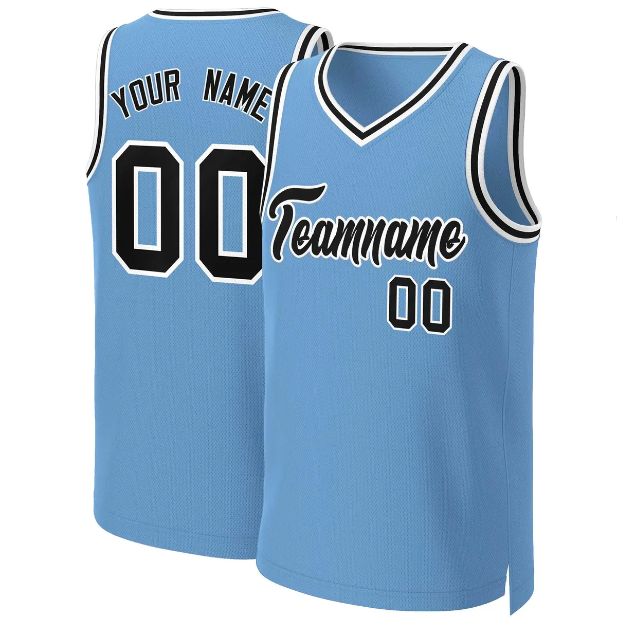 Light Blue Black-White Classic Basketball Jersey
