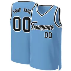 Light Blue Black-White Classic Basketball Jersey 1