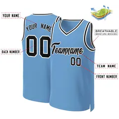 Light Blue Black-White Classic Basketball Jersey 2