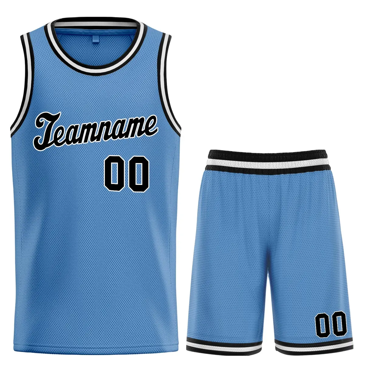 Light Blue Black White Classic Sets Basketball Jersey