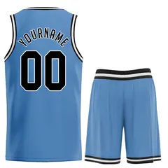 Light Blue Black White Classic Sets Basketball Jersey 2