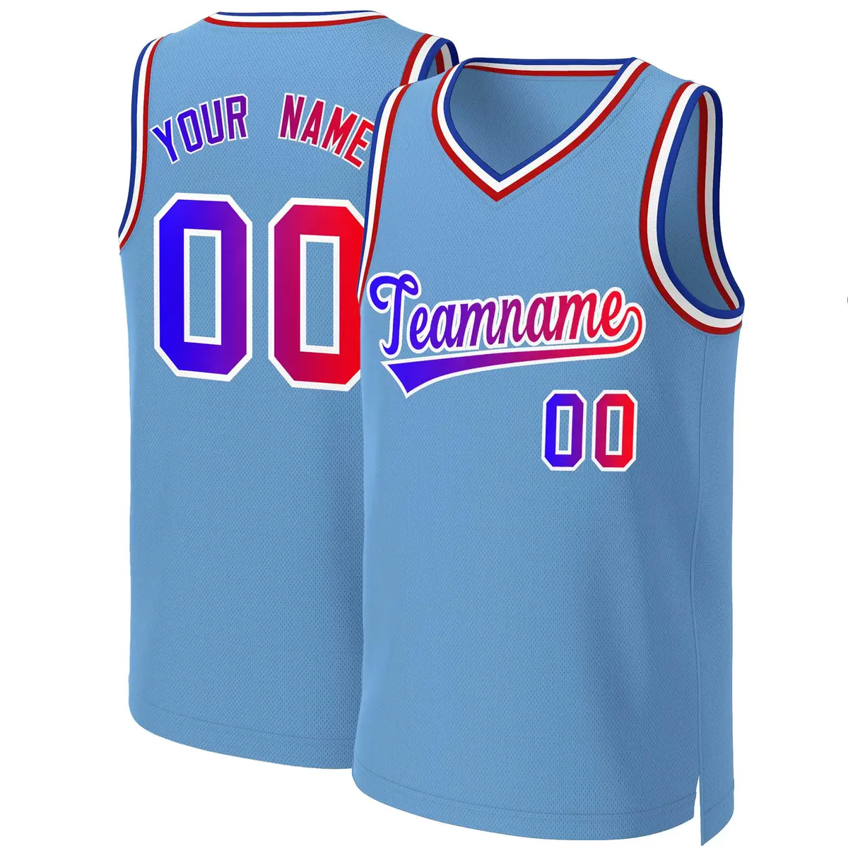 Light Blue Blue-White Classic Gradient Basketball Jersey