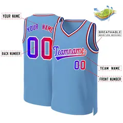 Light Blue Blue-White Classic Gradient Basketball Jersey 2