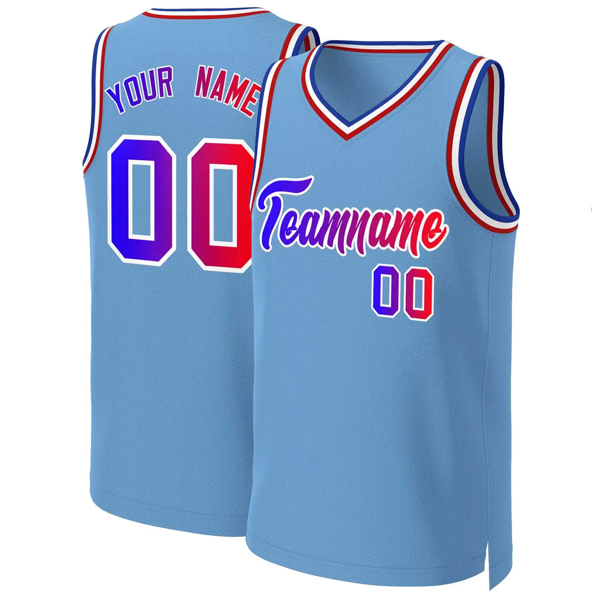 Light Blue Blue-White Classic Gradient Basketball Jersey