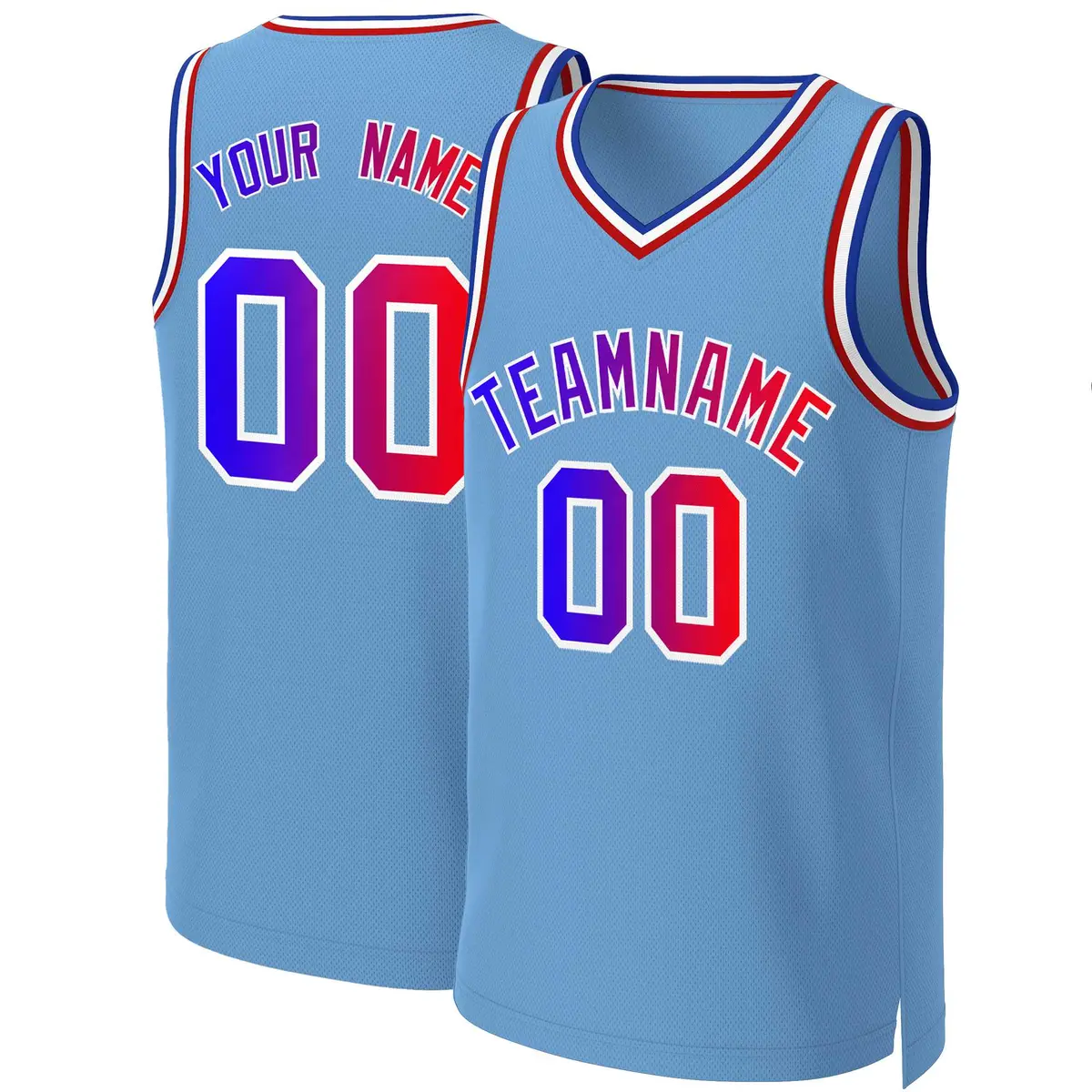 Light Blue Blue-White Classic Gradient Basketball Jersey