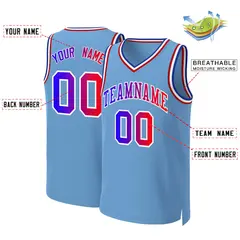 Light Blue Blue-White Classic Team Basketball Jersey 2
