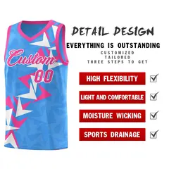 Light Blue Boomerang Pattern Basketball Jersey 2