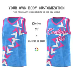 Light Blue Boomerang Pattern Basketball Jersey 3