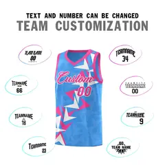 Light Blue Boomerang Pattern Basketball Jersey 4