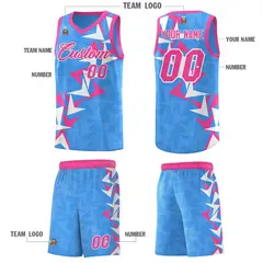 Light Blue Boomerang Pattern Basketball Jersey 5