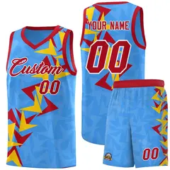 Light Blue Boomerang Pattern Basketball Jersey 1
