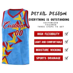 Light Blue Boomerang Pattern Basketball Jersey 2