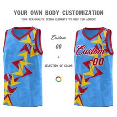 Light Blue Boomerang Pattern Basketball Jersey 3