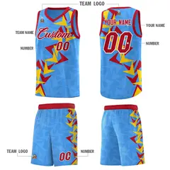 Light Blue Boomerang Pattern Basketball Jersey 5