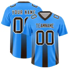 Light Blue Brown Gradient Vertical Stripe Football Jersey 1