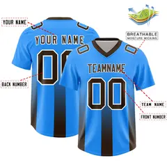 Light Blue Brown Gradient Vertical Stripe Football Jersey 2