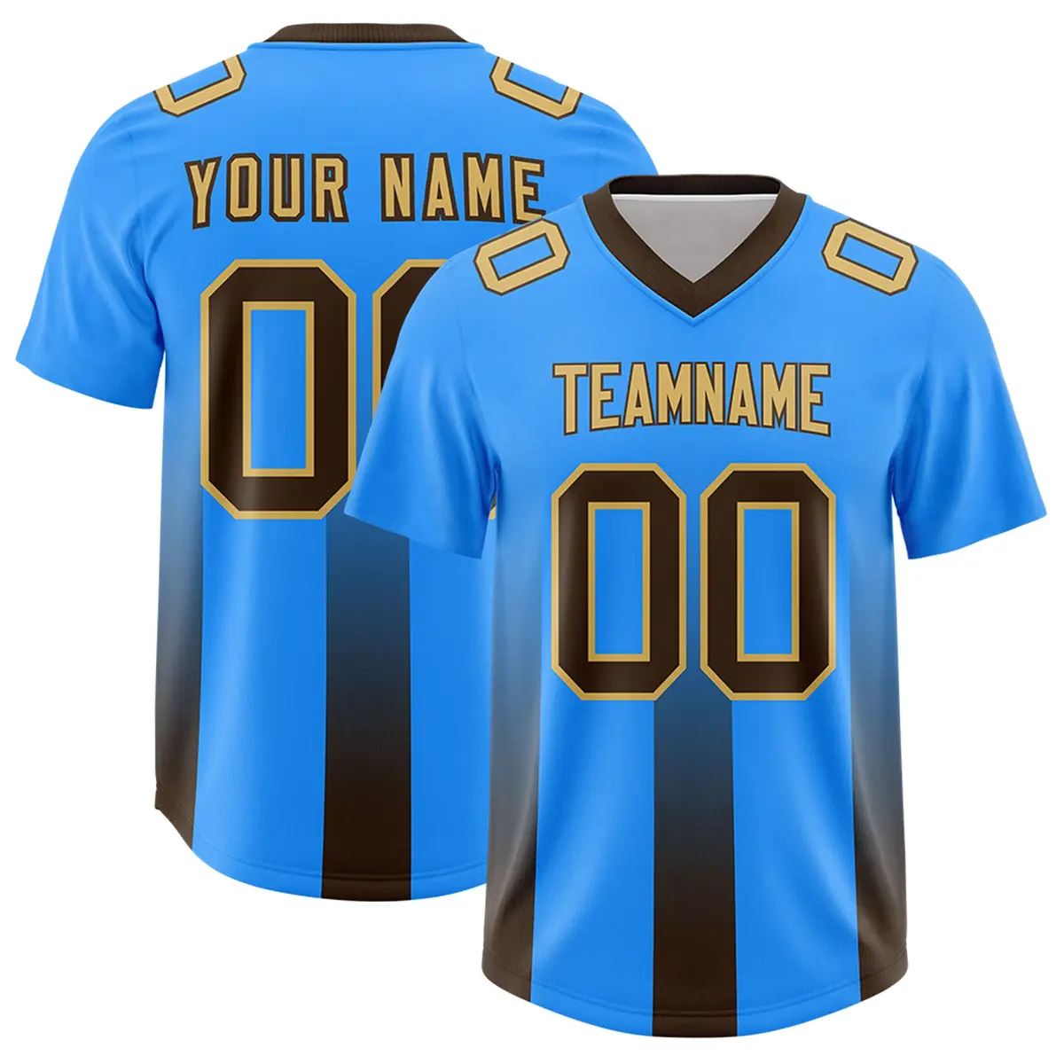 Light Blue Brown Gradient Vertical Stripe Football Jersey