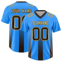Light Blue Brown Gradient Vertical Stripe Football Jersey