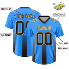Light Blue Brown Gradient Vertical Stripe Football Jersey 2