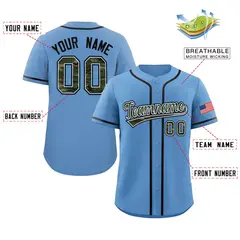 Light Blue Camo Font Authentic Baseball Jersey 2