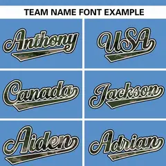 Light Blue Camo Font Authentic Baseball Jersey 3