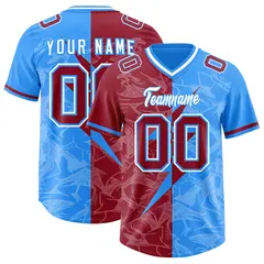 Light Blue Cardinal Split Lightning Pattern Football Jersey 1