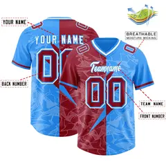 Light Blue Cardinal Split Lightning Pattern Football Jersey 2