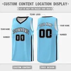 Light Blue Classic Athletic Casual Basketball Jersey 2