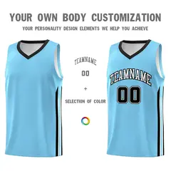 Light Blue Classic Athletic Casual Basketball Jersey 3