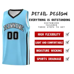 Light Blue Classic Athletic Casual Basketball Jersey 4