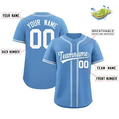 Light Blue Classic Authentic Baseball Jersey 2