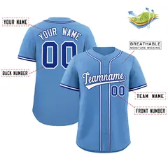 Light Blue Classic Authentic Baseball Jersey 2