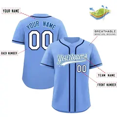 Light Blue Classic Style Baseball Jersey Uniform 2