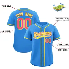 Light Blue Classic Style Baseball Jersey Uniform 2