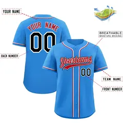 Light Blue Classic Style Baseball Jersey Uniform 2