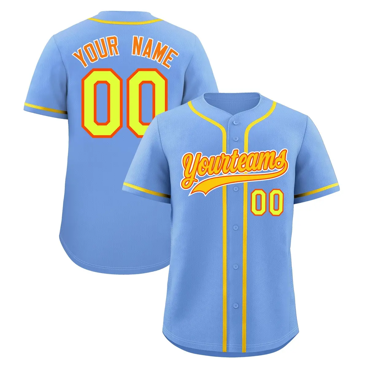 Light Blue Classic Style Baseball Jersey Uniform