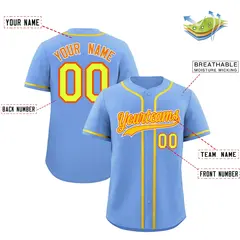 Light Blue Classic Style Baseball Jersey Uniform 2