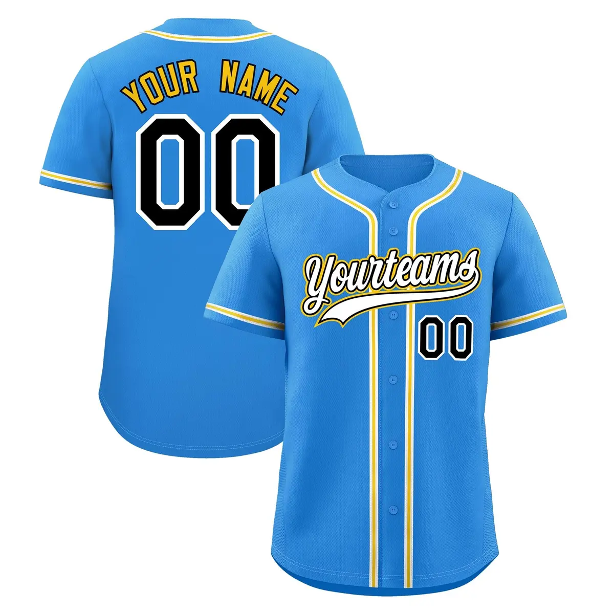 Light Blue Classic Style Lightweight Baseball Jersey