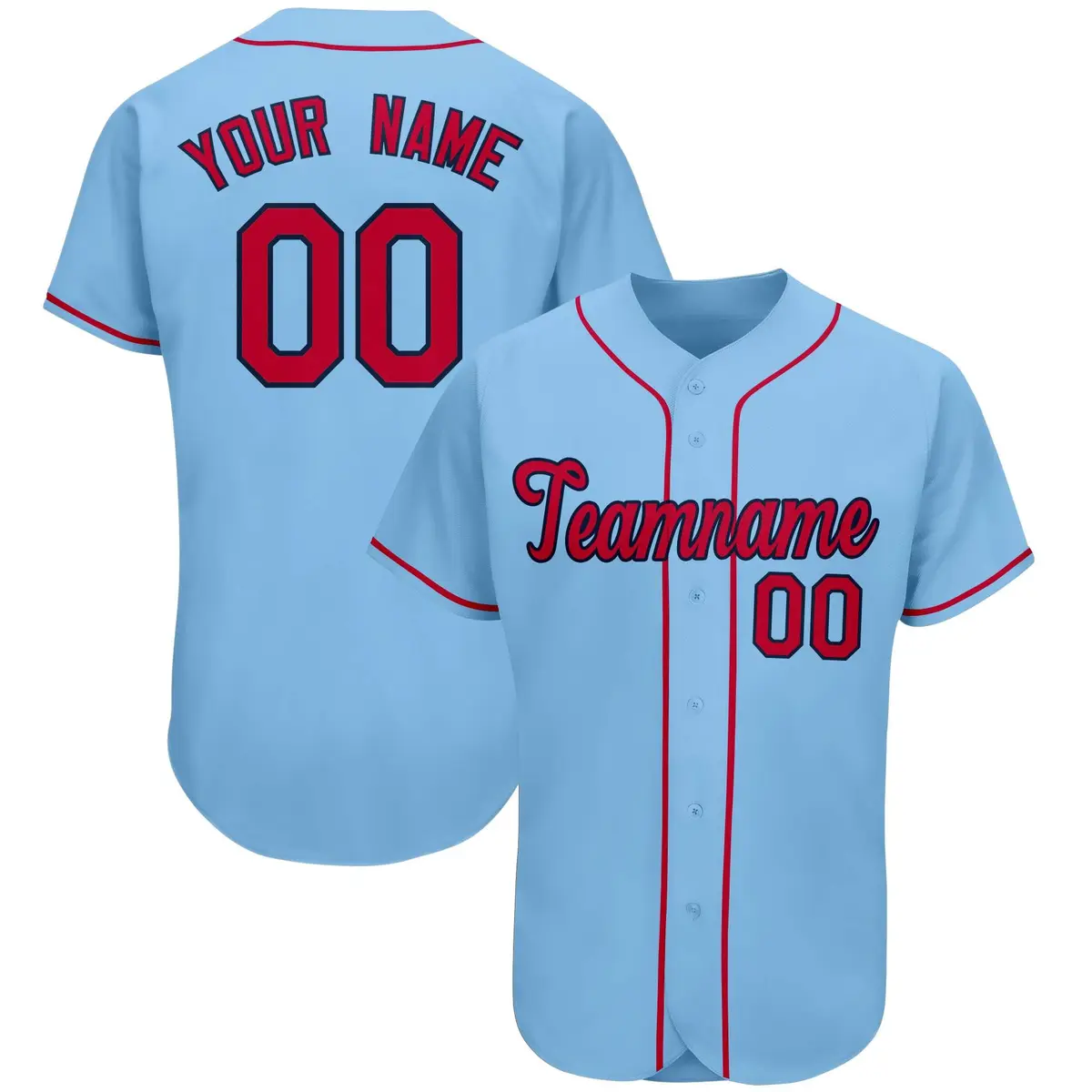 Light Blue Classic Team Style Authentic Baseball Jersey