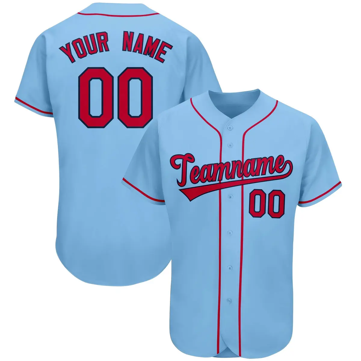 Light Blue Classic Team Style Authentic Baseball Jersey