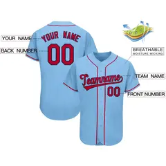 Light Blue Classic Team Style Authentic Baseball Jersey 2