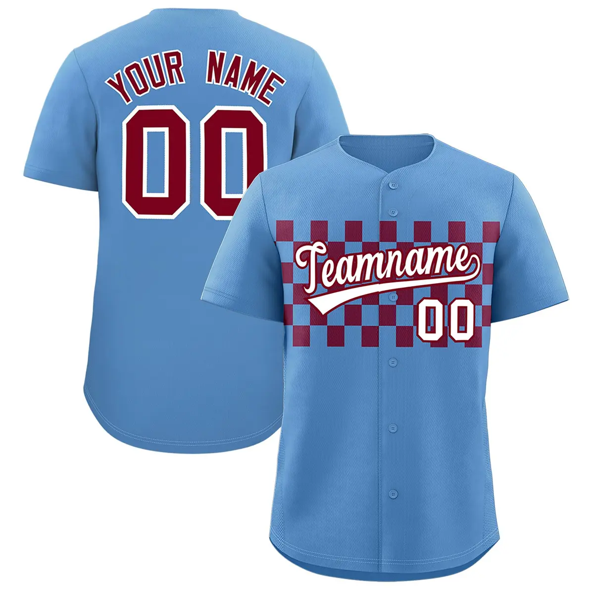 Light Blue Crimson Plaid Fashion Authentic Baseball Jersey