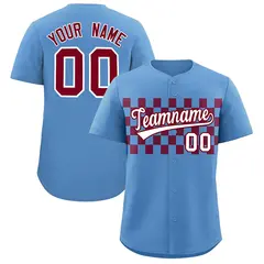 Light Blue Crimson Plaid Fashion Authentic Baseball Jersey 1