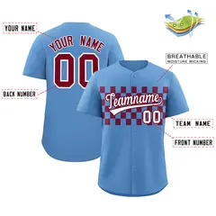 Light Blue Crimson Plaid Fashion Authentic Baseball Jersey 2