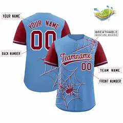 Light Blue Crimson Spider Web Raglan Baseball Jersey 2