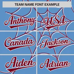 Light Blue Crimson Spider Web Raglan Baseball Jersey 3