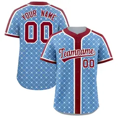 Light Blue Crimson-White Plaid Authentic Baseball Jersey