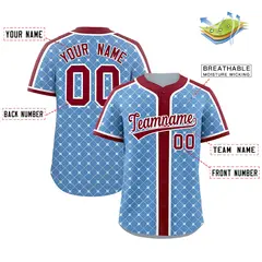 Light Blue Crimson-White Plaid Authentic Baseball Jersey 2