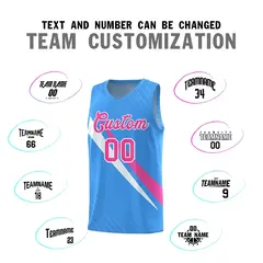 Light Blue Diagonal Pinstripe Color Block Basketball Jersey 4